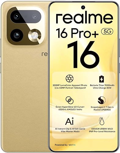 realme 16 Pro+ 5G Smartphone 12Go + 512Go, Caméra LumaCol…