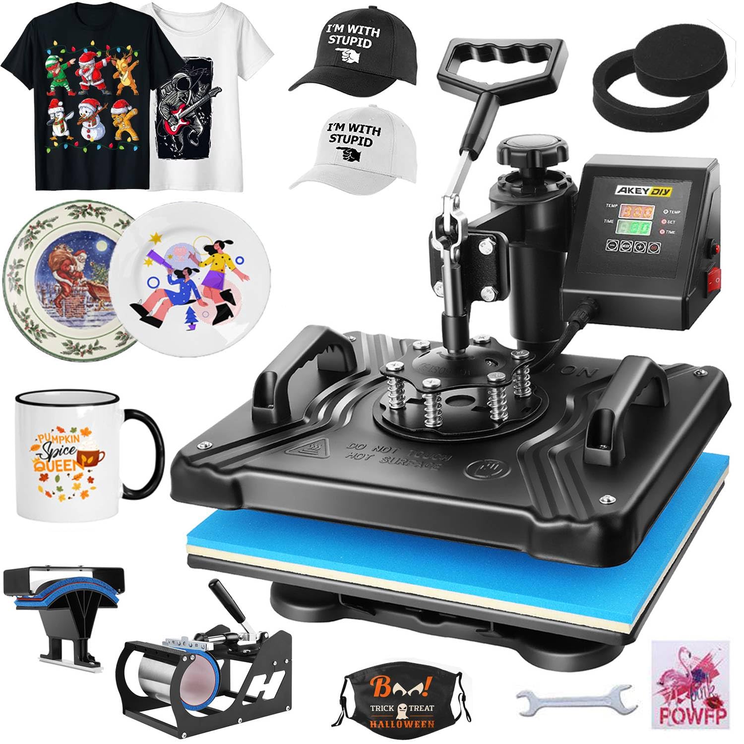 WHUBEFY Heat Press,5 in 1 Tshirt Printing Machine 15"x12" Digital Industrial Heat Transfer Machine,Sublimation Heat Press Machine for T Shirts/Mug/Cap/Plate/DIY