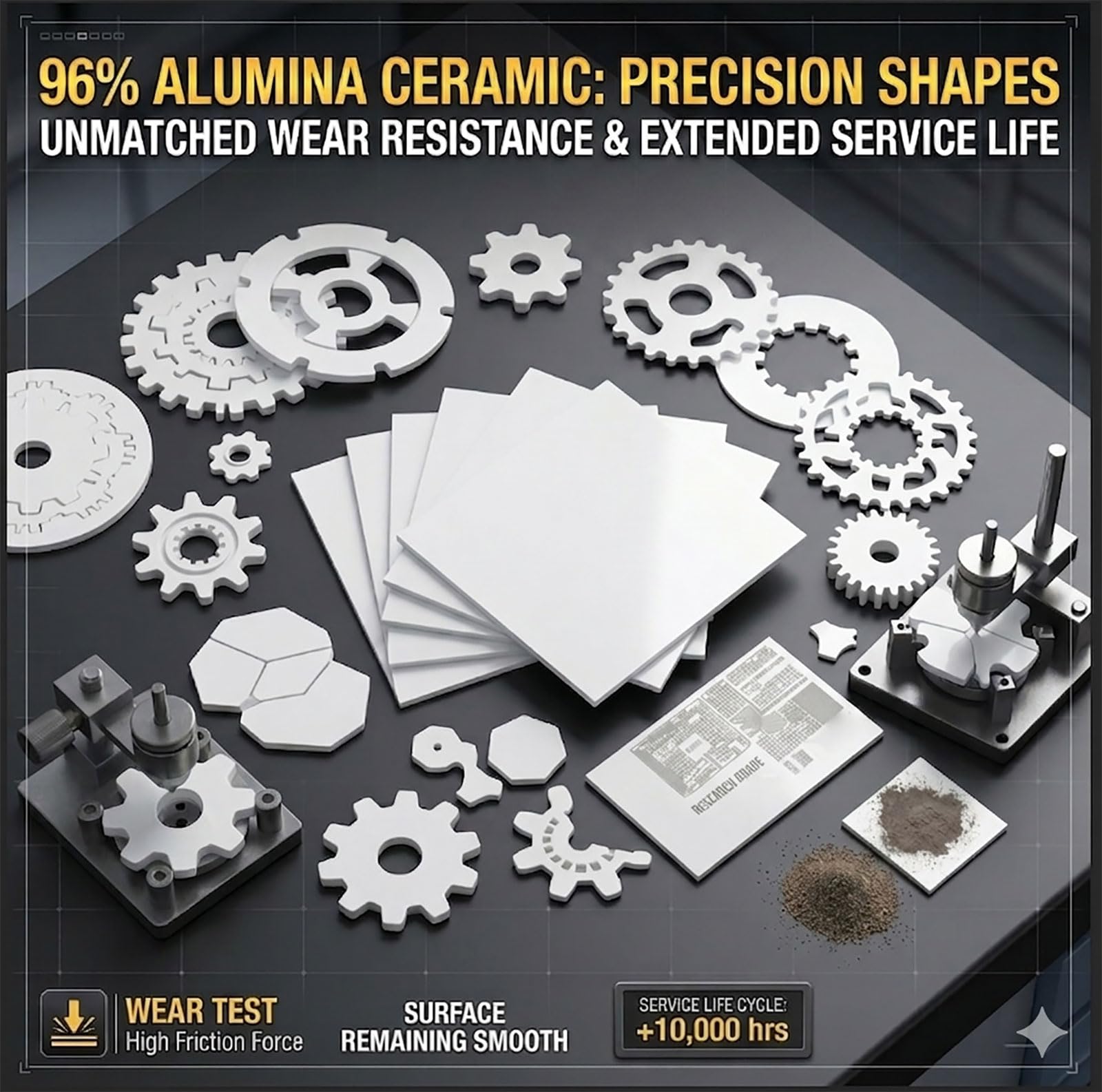 96% Aluminiumoxid-Keramiksubstrat, Extra Große Al2O3-Platte für Leistungsmodule, Hochwärmeleitende Korundplatte für Hochfrequenzgeräte & Optische Systeme,138×190×0.25mm