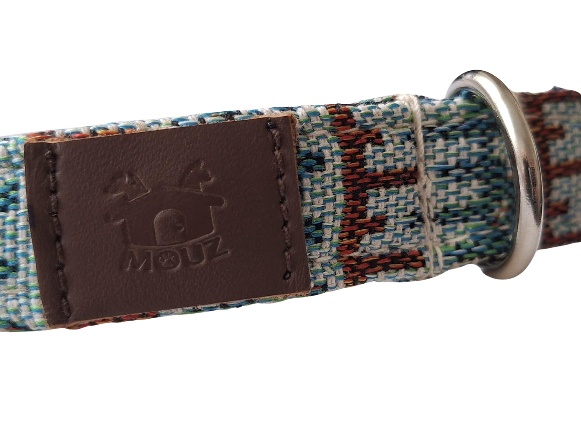 MOUZ Collar para Perro adiestramiento, Ajustable, de Tela Premium y Nailon, Muy Resistente, con Hebilla Segura y Anilla metálica D soldada. Dogs Collar. Hecho a Mano en España (Etnico, L)