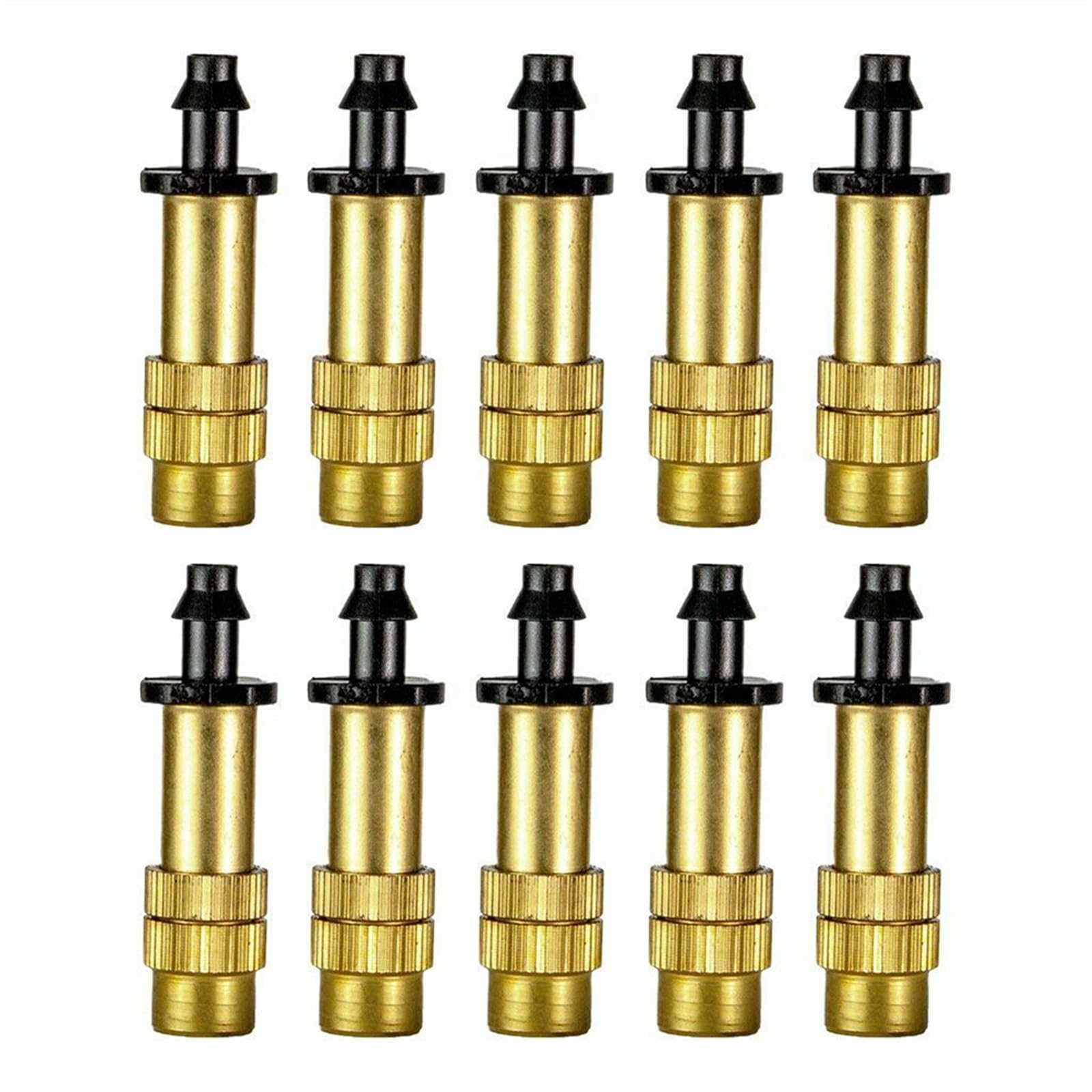 Brass Mister Nozzles Adjustable Misting Nozzle Gardening Water Mister Brass Spray Cooling Sprinkler for 47mm Billet Or PE Tube(10PCS)