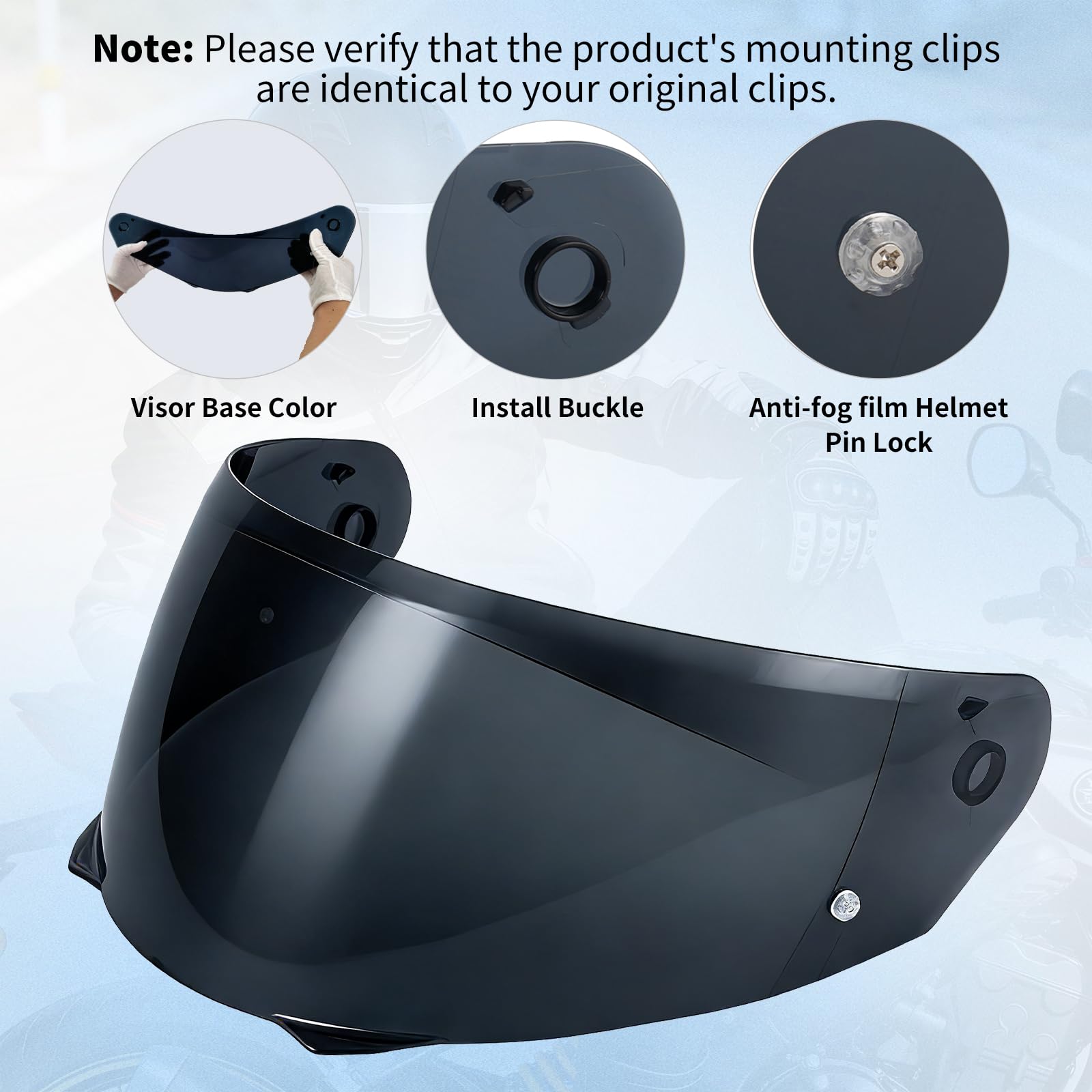 Visera Casco Moto para i90/Hj33/i91,Visera de Lente para Casco Protección contra Viento,Accesorios para Cascos de Moto (Negro)
