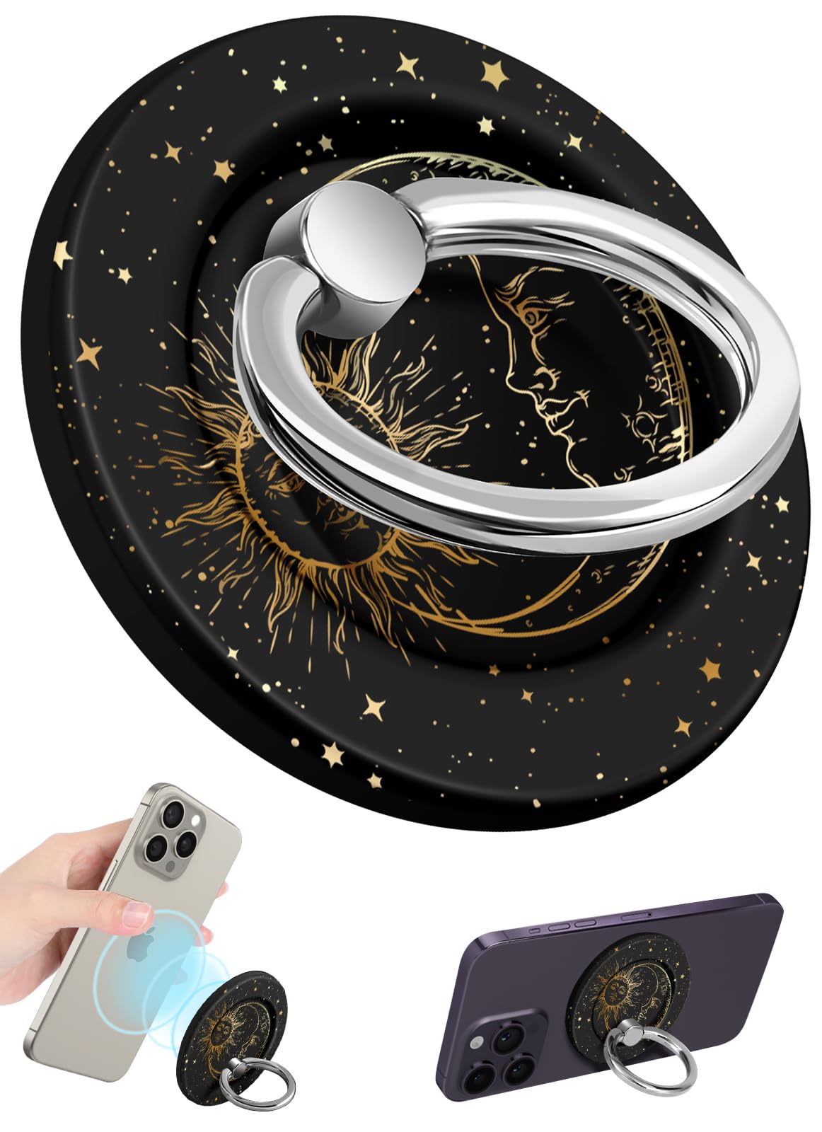 LISEVO Phone Ring Holder Compatible with MagSafe - Magnetic Phone Grip for Women Cute Removable Finger Ring Grip Stand Adjustable Accessories for