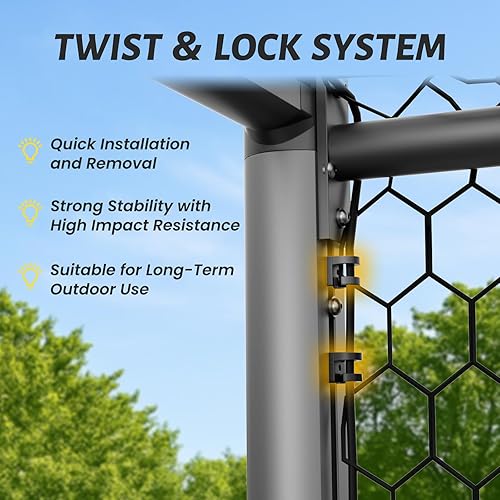 Miniatura 4 de NAIZEA Porterías de fútbol  24x821x718x712x616x710x68x66x4 pies para patio trasero  Portería de fútbol de metal para jóvenes adultos  Varios tamaños