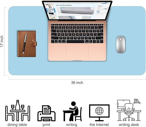 Miniatura 8 de Twocorn Alfombrilla de escritorio grande para mouse, piel sintética antideslizante, protección de escritorio, alfombrilla de escritorio para