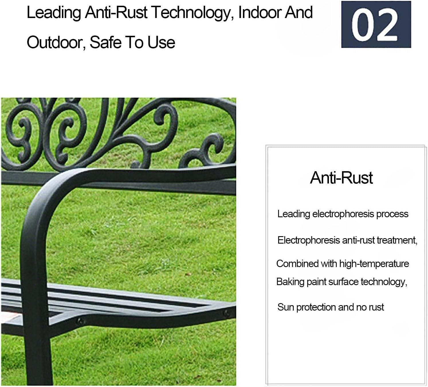 Bench, Garden Bench, Patio Bench for Outdoors Metal Porch Clearance Work Entryway Steel Frame Furniture for Yard(B1)