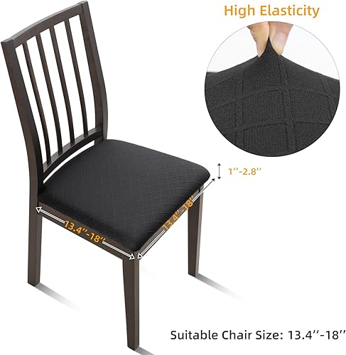 Miniatura 4 de Fuloon Fundas de cojín impermeables de asiento de 6 piezas, fundas de asiento de silla de jacquard elásticas, fundas de asiento lavables para sillas