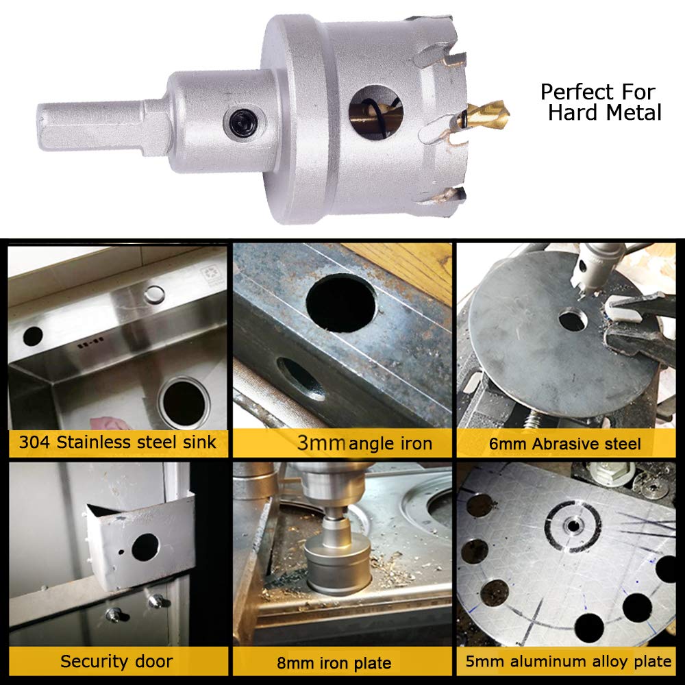 ASNOMY 8 szt. duży zestaw otwornic TCT do metalu, 16-60 mm węglik spiekany, wiertła wiertła z tytanem wiertło pilotowe do twardego metalu, stali nierdzewnej, żelaza, drewna, tworzywa sztucznego