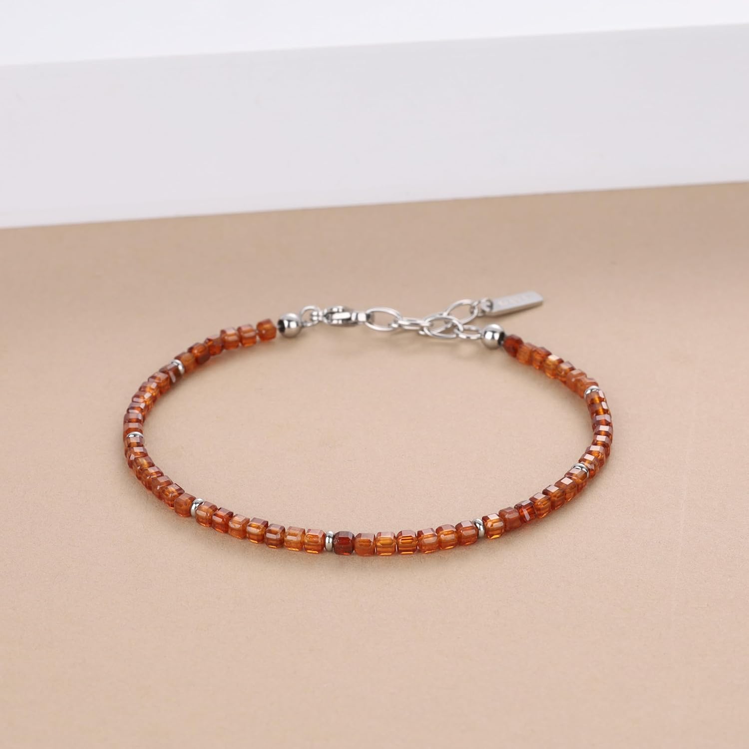 GAVU Beaded Bracelet for Women, Square Gemstone Crystal Bracelet for Women 3mm - Image 4