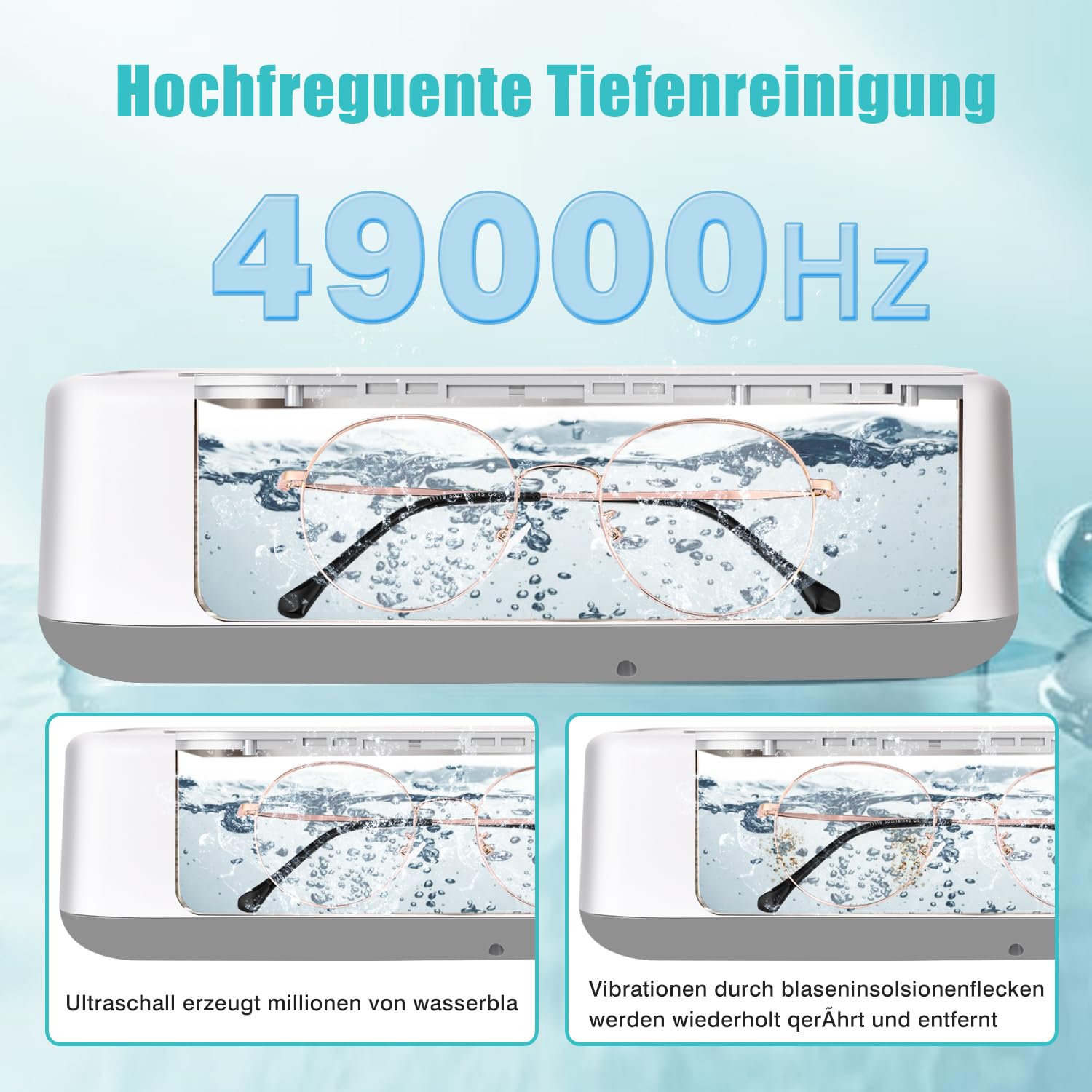 Blaupunkt Ultraschallreiniger 450 ml, Ultrasonic Cleaner 48 kHz, Schmuckreiniger für Brillen Uhren