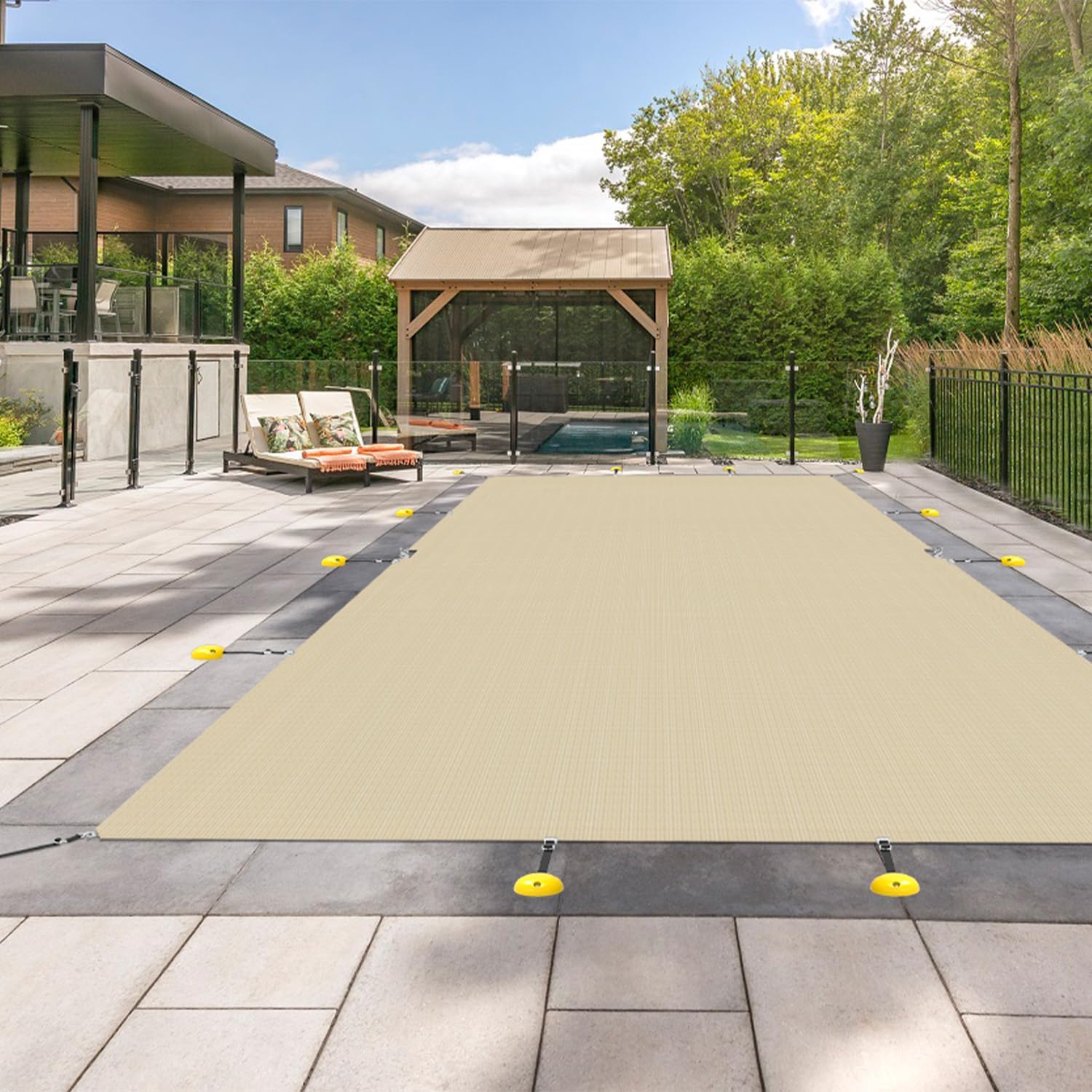 Cobertor beige rectangular para piscina inground 40'x20' miniatura 1