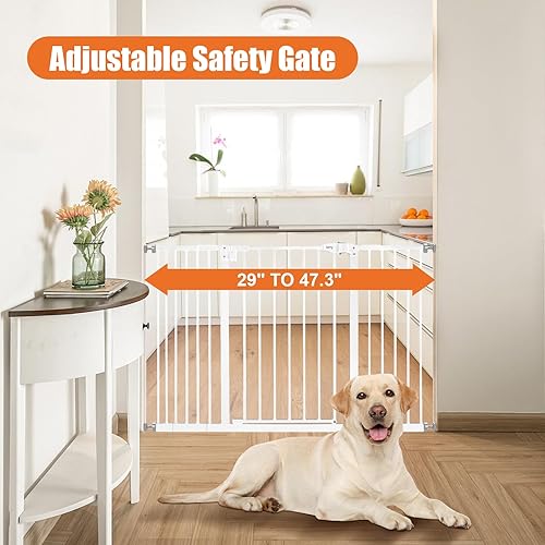 Miniatura 2 de keny Puerta extra ancha para bebés de 29 a 47.3 pulgadas para escaleras, puerta de seguridad para perros de cierre automático, puerta de mascotas