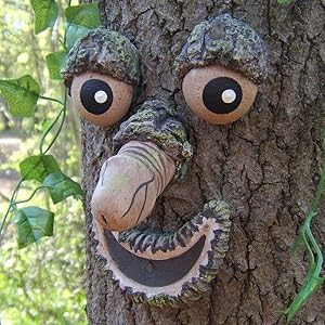 Keenface Tree Faces Decor Outdoor, Funny Resin Old Man Tree Art Decorations for Outside Garden Patio Whimsical Sculpture Statues Creative Props(Style 6)