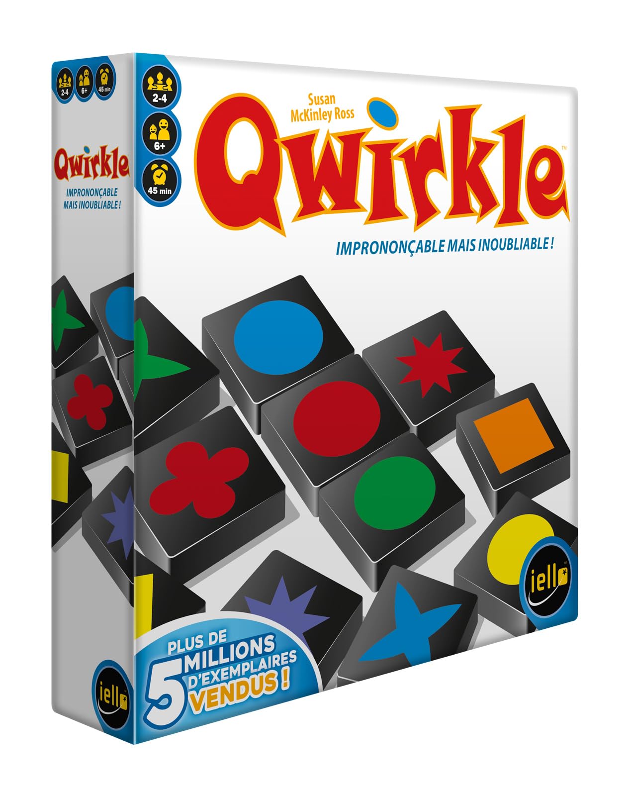 IELLO Qwirkle Nouvelle Édition – Version française – Jeu de Société Familial – Tuiles Compactes 25 mm – Observation, Logique & Stratégie – 108 Tuiles en Bois | 2-​4 Joueurs | 20 Min | Dès 6 Ans