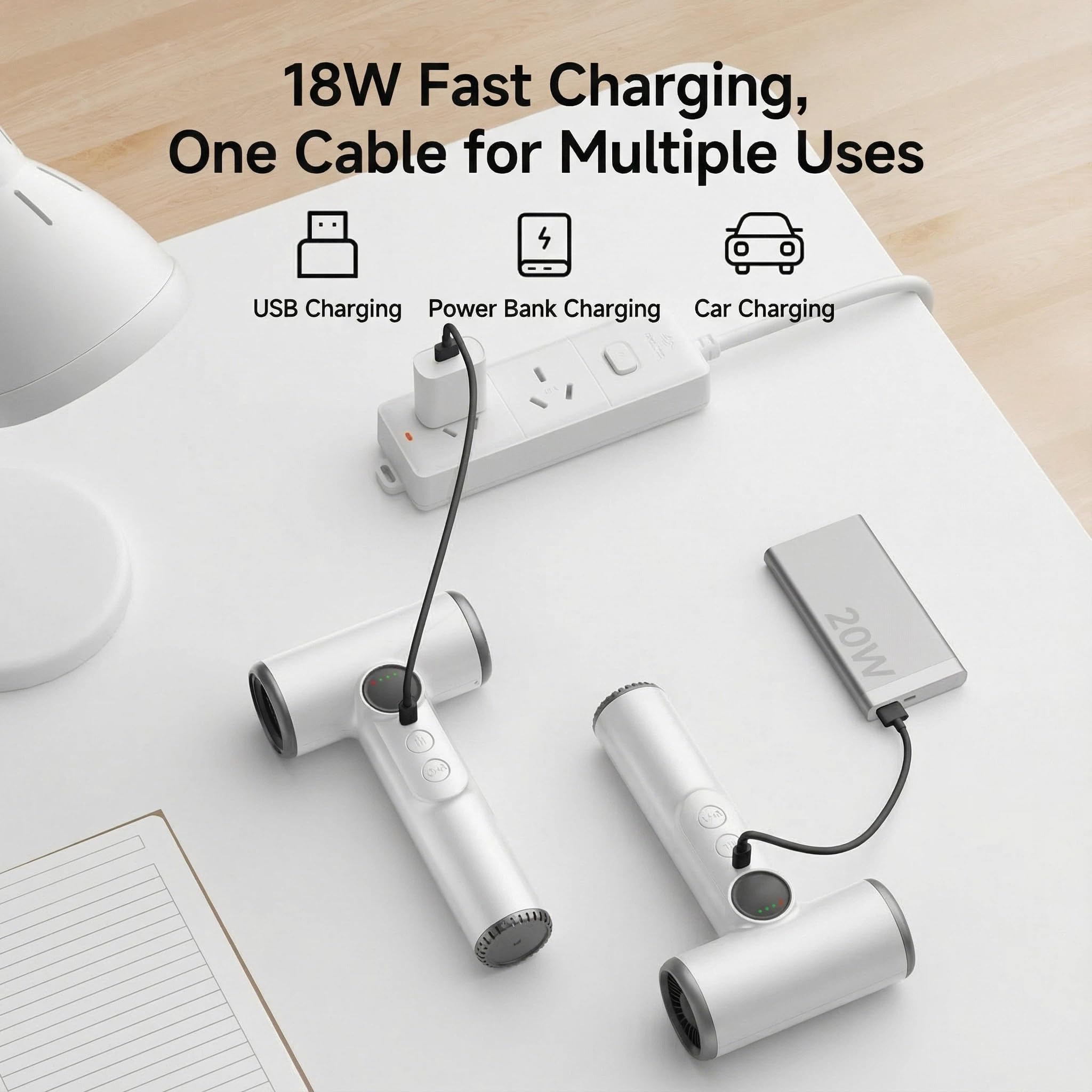 Secador de pelo portátil y recargable por USB, batería de litio de 15600 mAh, 6 niveles de velocidad y temperatura (caliente/frío), ideal para viajes, uso en casa, en coche o en Rand