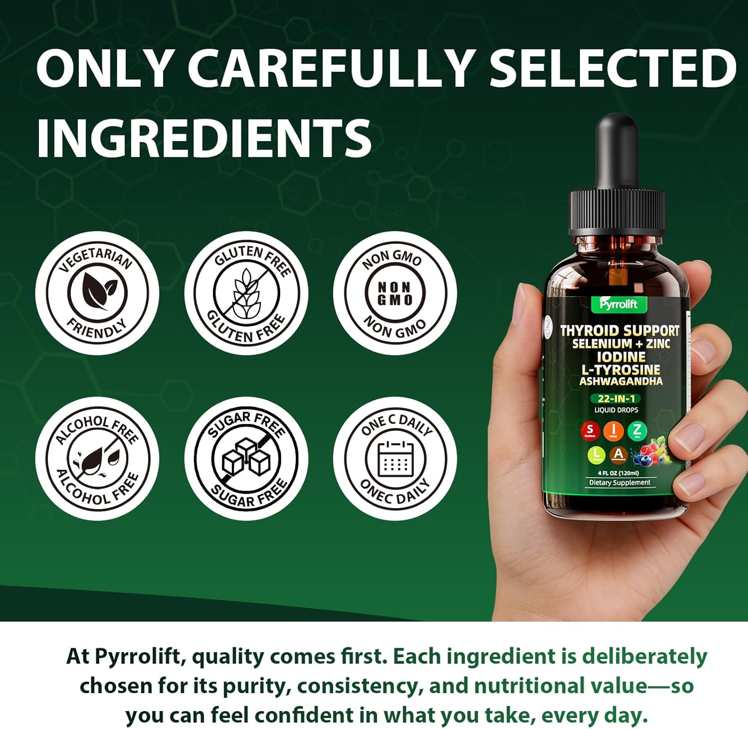 Thyroid Support for Women & Men, 22 in 1 Natural Herbal Formula Support Body Immune & Balance | Kelp Ashwagandha Turmeric Selenium Zinc L-Tyrosine Vitamin B12 | Thyroid Supplement Liquid Drops, 120 ML