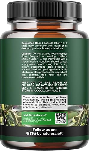 Miniatura 9 de Potent Olive Leaf Extract Cápsulas  Suplemento antioxidante de alta resistencia con hoja de olivo pura con 20% de oleuropeina  Suplemento herbario