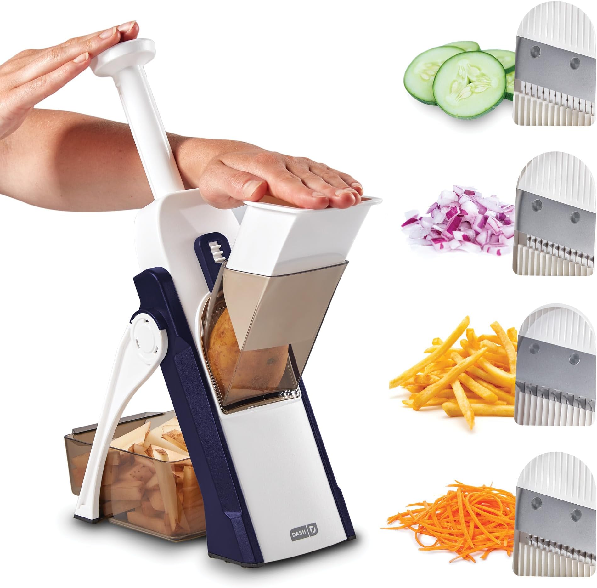 Safe Slice Mandoline for Vegetables, Meal Prep & More with 30+ Presets & Thickness Adjuster, Midnight Navy