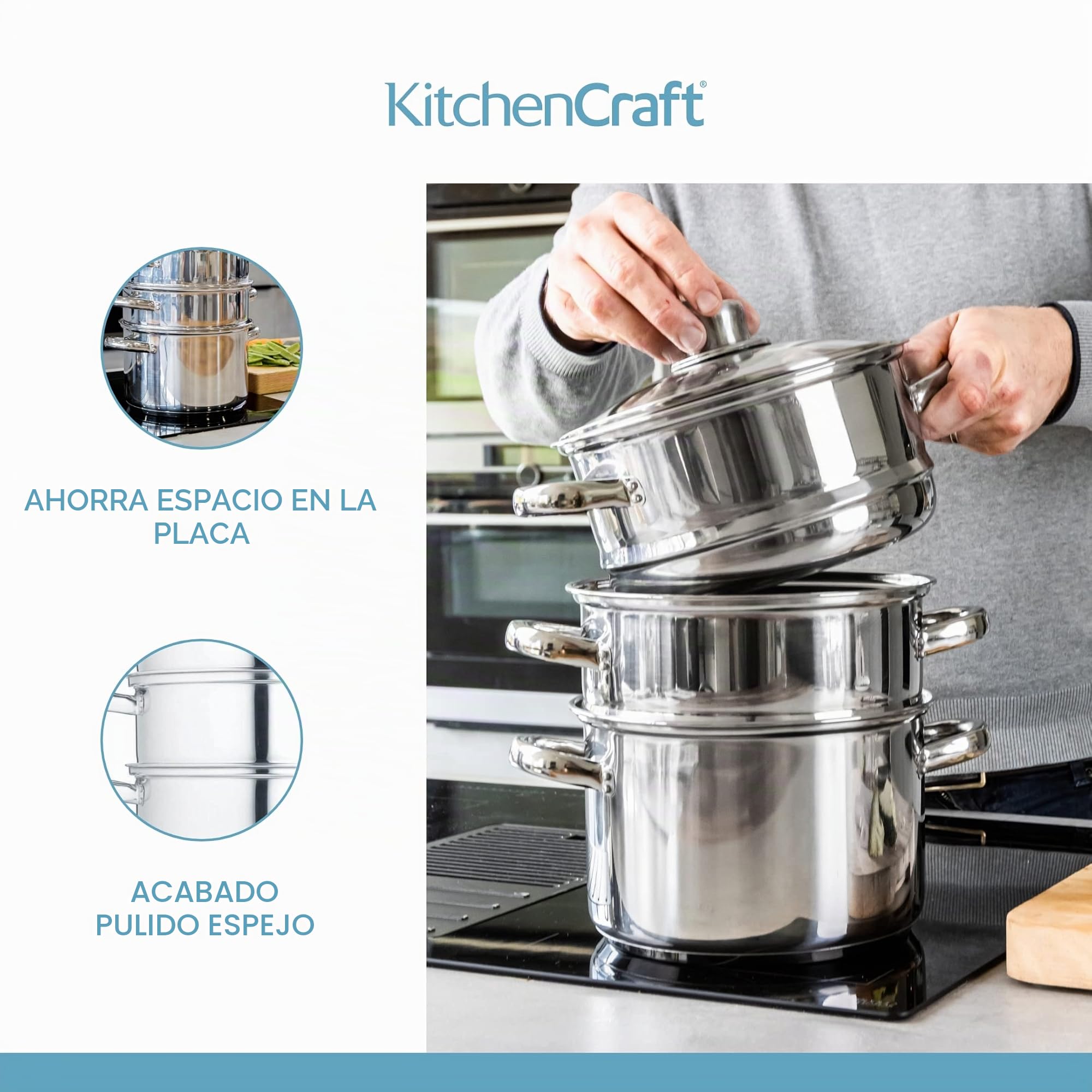 Clearview - Vaporera de 3 pisos de acero inoxidable (16 cm)