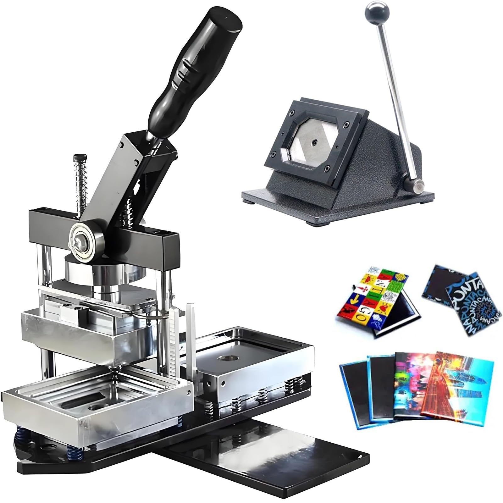 JYBNBBE Badge Maker Machine,Magnet Maker Machine Kit - DIY Fridge Magnet Press with 1 Press Machine, 1 Paper Cutter, 100 Sets of Consumables - Ideal for Creating Custom Refrigerator Stickers.