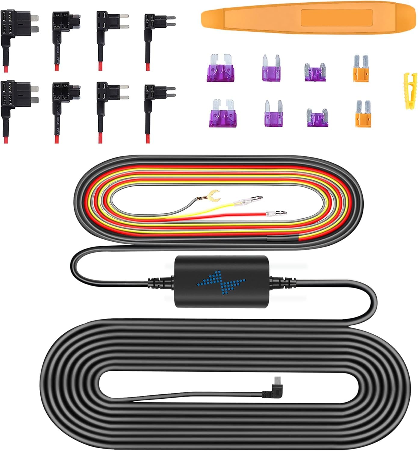 Dash Cam Hardwire Kit, 12V to DC 5V / 2A Hardwire Kit Fuse with Fuse Taps and Installation Tools, 11.5ft