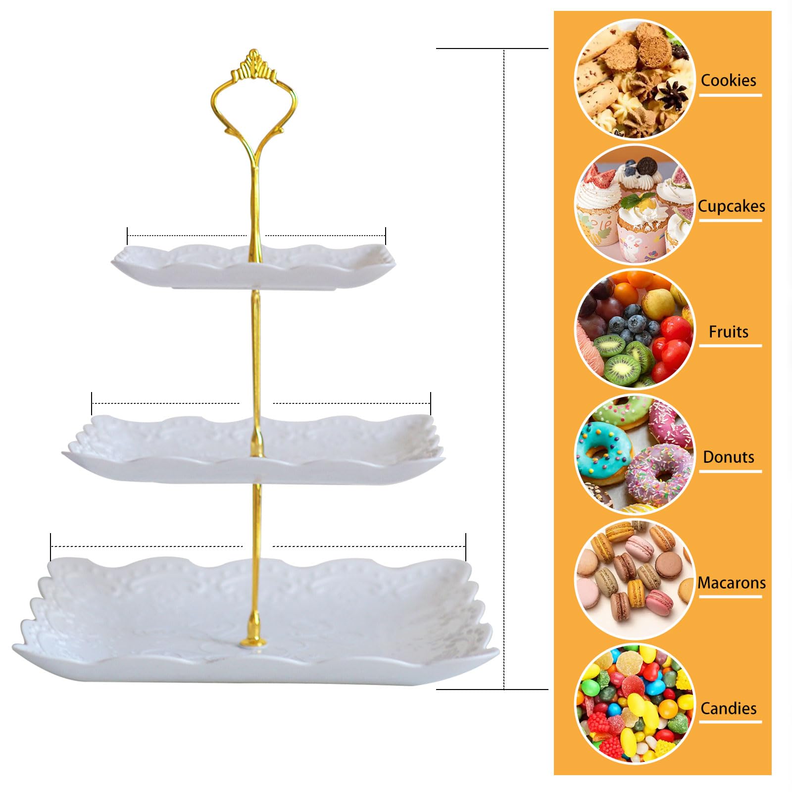 Krismax Cupcake Stand 3 Tier Tiered Tray Stand Plastic & Metal Dessert Tray for Birthday Party,Baby Shower,Wedding,Tea Party and More