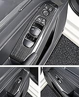 Vista 7 de XITER 4 piezas ABS de fibra de carbono para interior de automóvil, cubierta de panel de control de ventana de puerta de automóvil, moldura