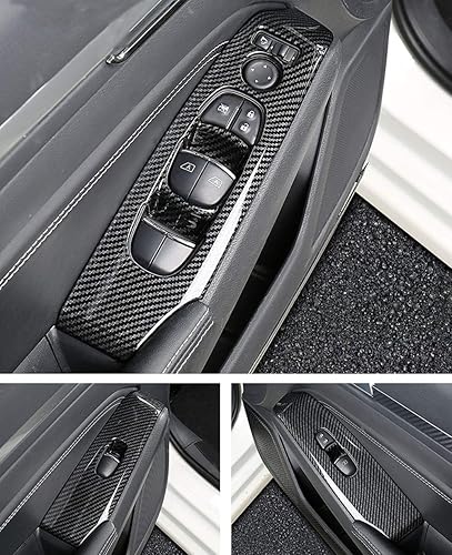 Miniatura 7 de XITER 4 piezas ABS de fibra de carbono para interior de automóvil, cubierta de panel de control de ventana de puerta de automóvil, moldura de