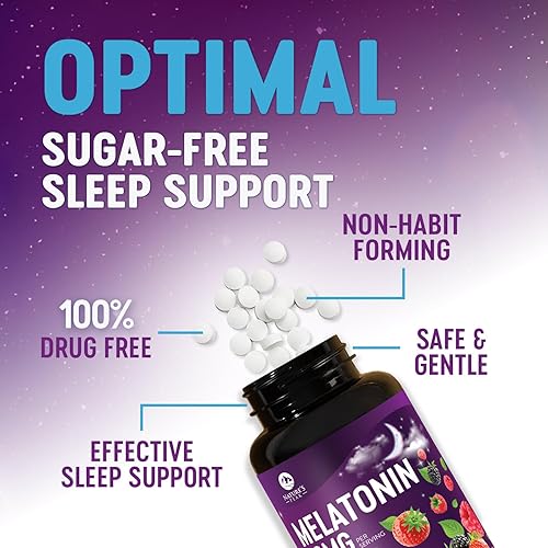 Miniatura 5 de Melatonina 10mg - Suplementos de apoyo para dormir de disolución rápida para adultos - Tabletas de melatonina extra fuertes de 10 mg para apoyo al