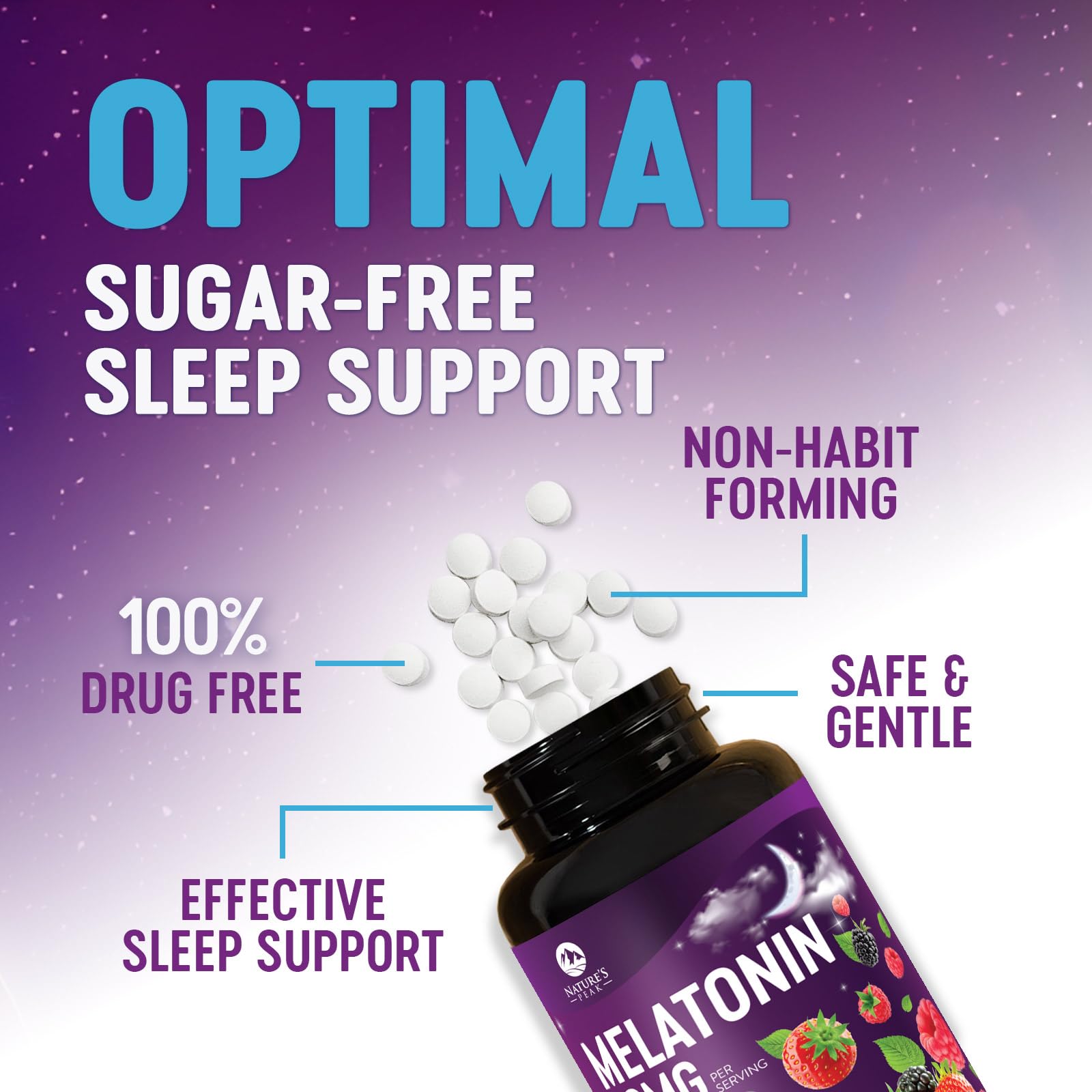 Melatonin 10mg - Fast Dissolve Sleep Support Melatonin Supplements for Adults - Extra Strength Sugar Free 10 mg for Restful Nighttime Sleep Support, Berry Flavor, Bottled USA - 120 Day Supply — Amazon image 5