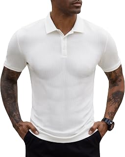 Lion Nardo Stretch Polo Shirts for Men Short Sleeve Golf Polo Shirts Slim Polo T-Shirts for Men Golf Shirts Tennis Polo