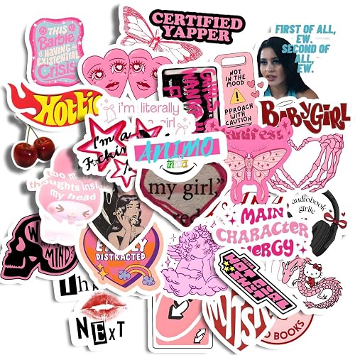 29pcs Girlie Aesthetic Merch Sticker Pack from animo India Perfect for Laptop Computer Car Water Bottle Travel Case Guitar Luggage Motorbikes(Hd Colors, Non Residue Removal)…