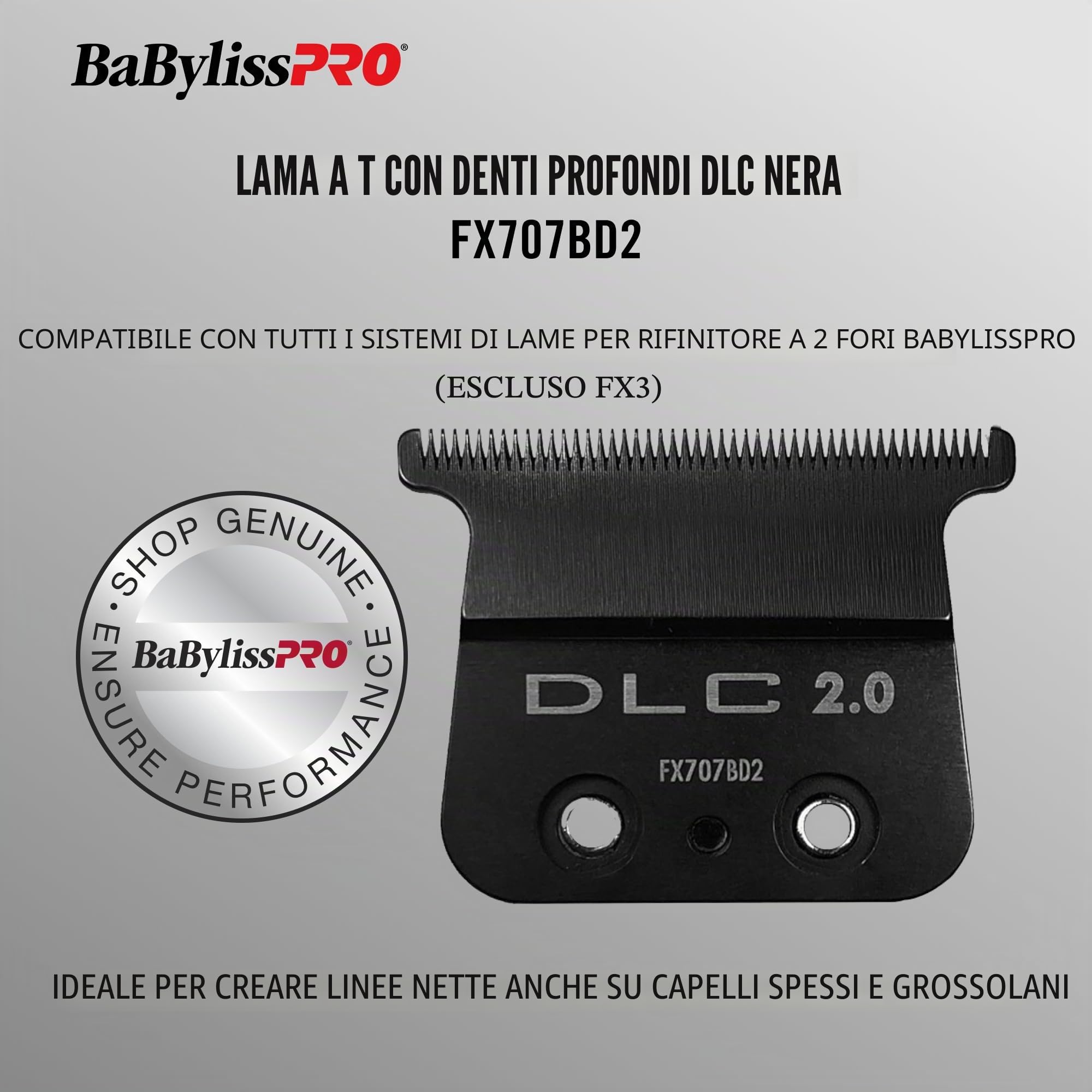BaBylissPRO FX707BD2 DLC 2.0 Lama a T a denti profondi da 1 carato