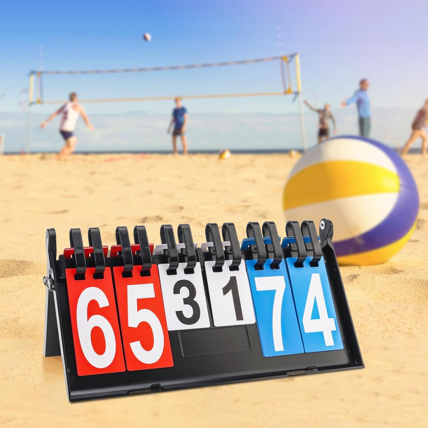 Flip Scoreboard 6-Digit Portable Score Keeper Flipper - Double-Sided Large Numbers, Waterproof Tabletop for Basketball, Volleyball, Pickleball, Cornhole & Soccer Games