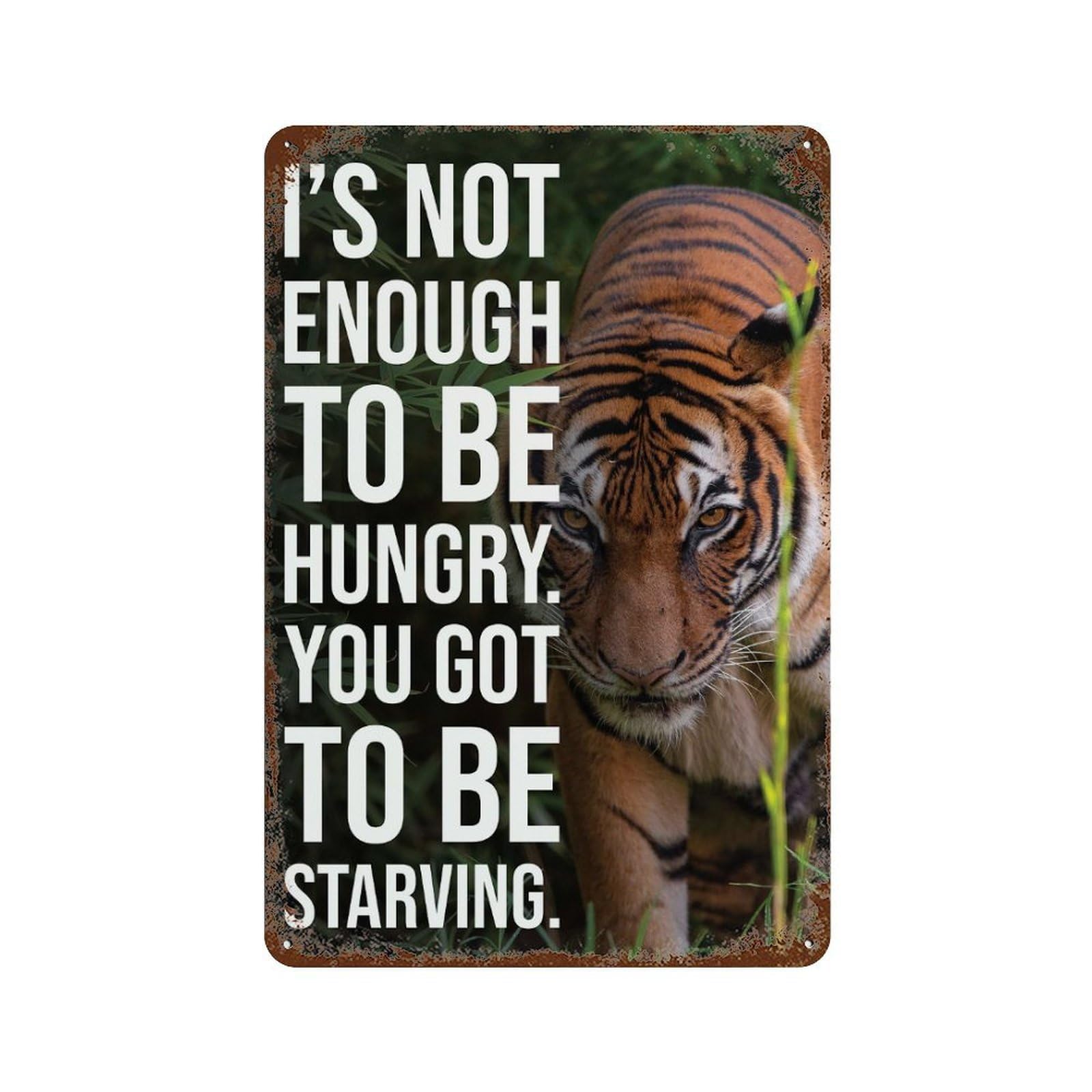 Hungry Vs Starving Decorative Tin Sign 11.8"x7.9", Vintage Wall Decor for Basement, Hobby Room And Garage Decor