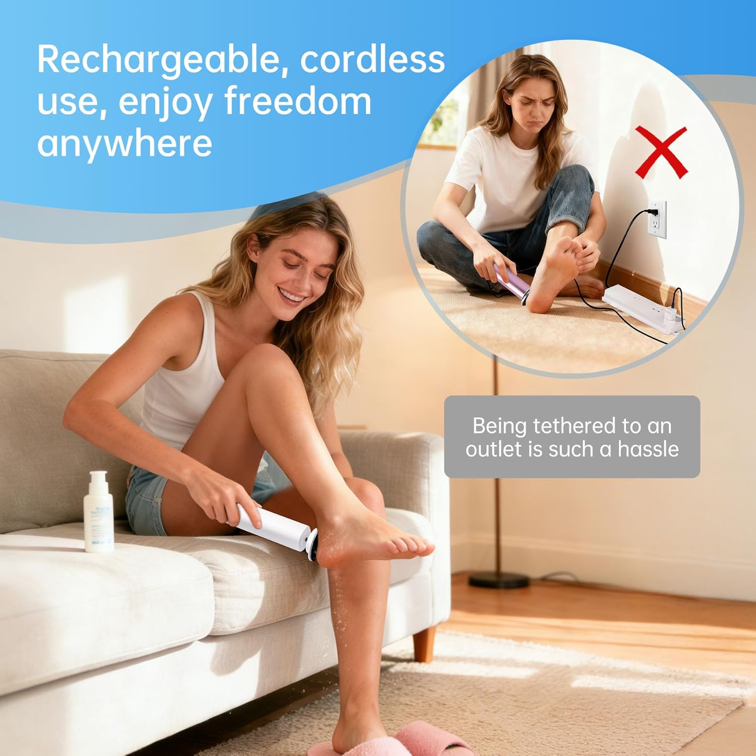 Electric Foot Callus Remover Rechargeable, 6 Speeds Adjustable USB Charging Foot Sander, Portable Electric Foot File Professional Foot Grinder for Dead Skin & Cracked Heel