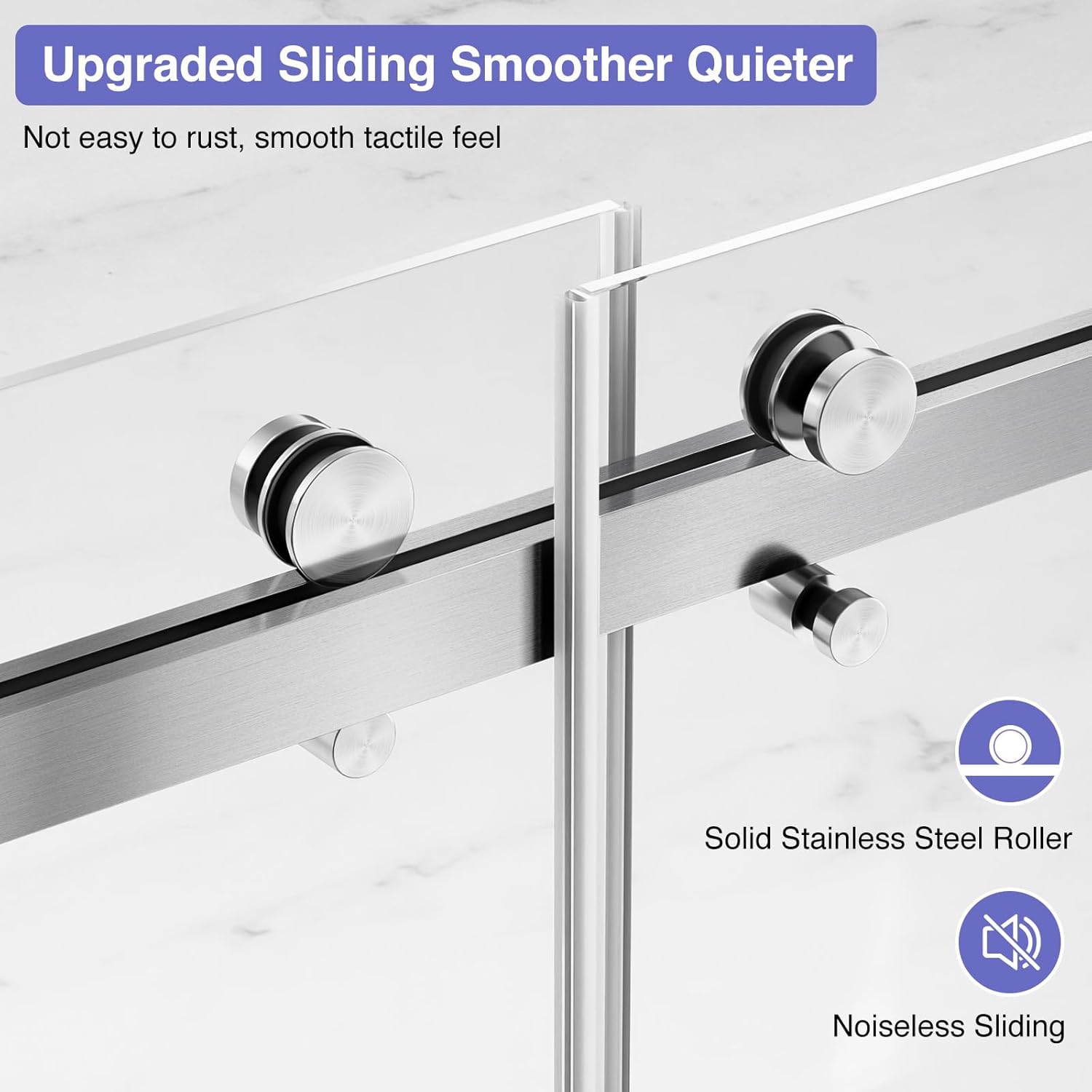 Shower Door,60" W x 76" H Frameless Shower Door,Double Sliding Shower Door with Premium 3/8" (10mm) Thick Tempered Glass, Stainless Steel, Brushed Nickel