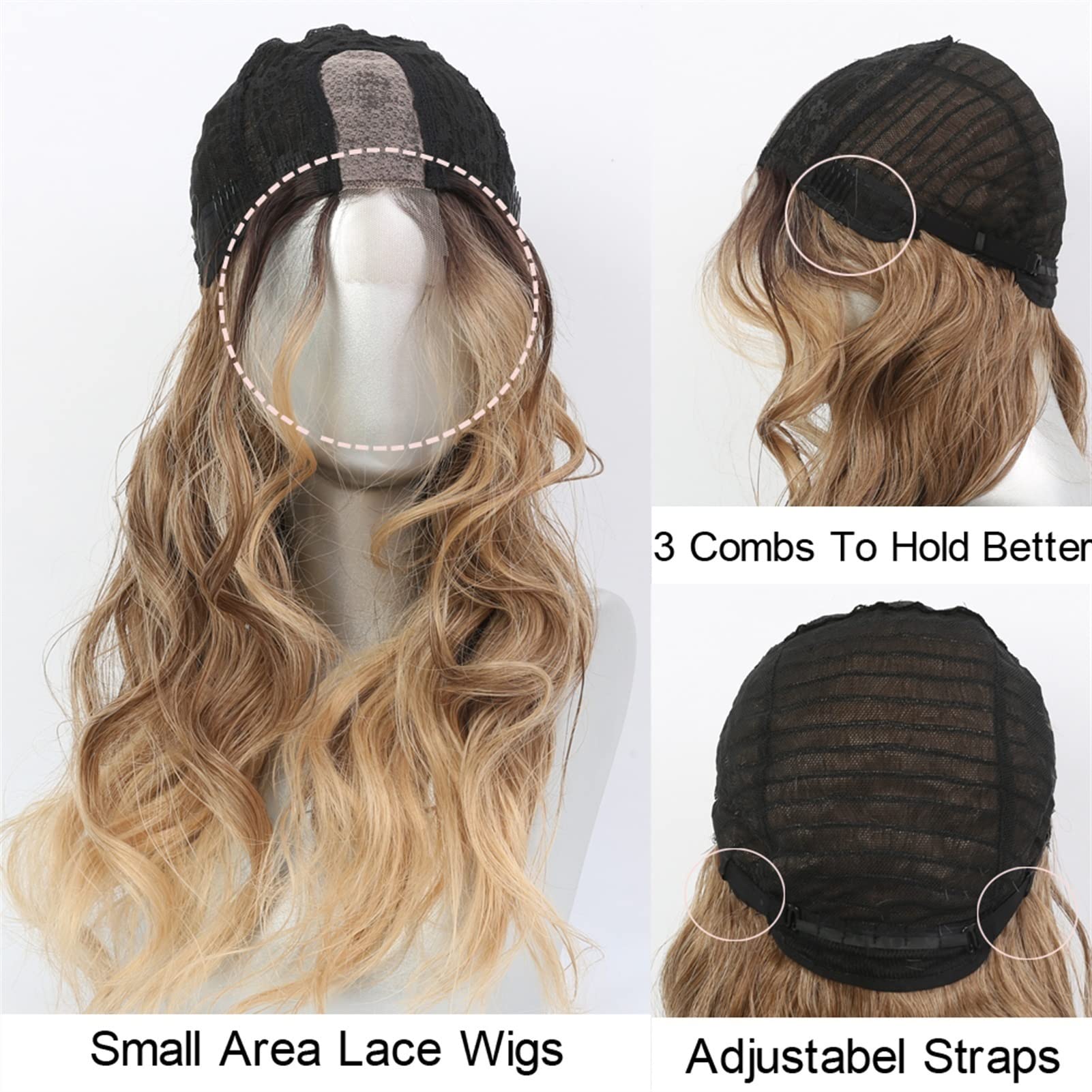 Parrucche sintetiche in pizzo for donna Separazione centrale lunghe in ondulato da 26 pollici Capelli sintetici in fibra ad alta temperatura for Cosplay/Quotidiano