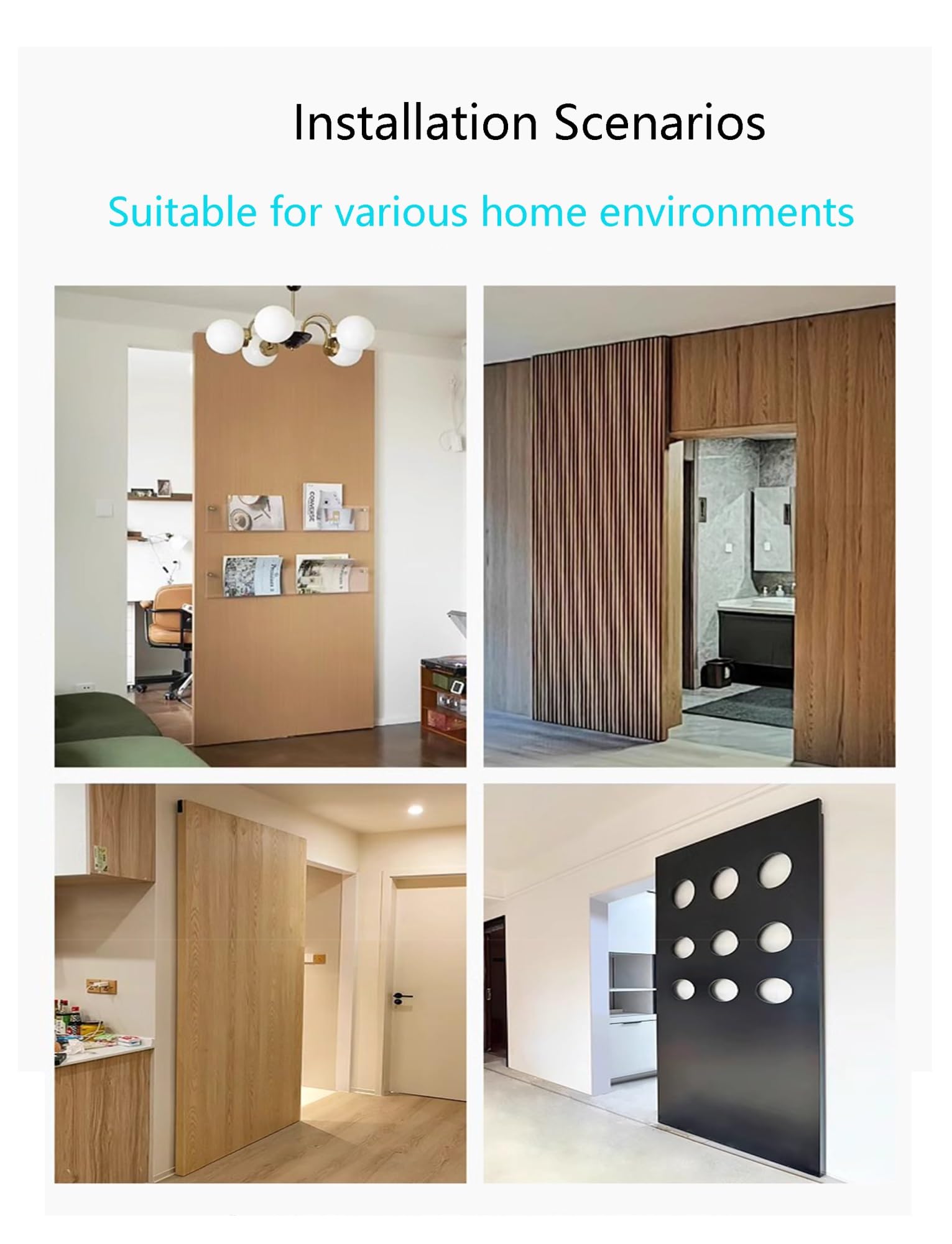 Kit de herrajes for puertas corredizas de granero invisibles con doble cierre suave y sin rieles for dormitorio y cocina.(1.2m/3.9ft)