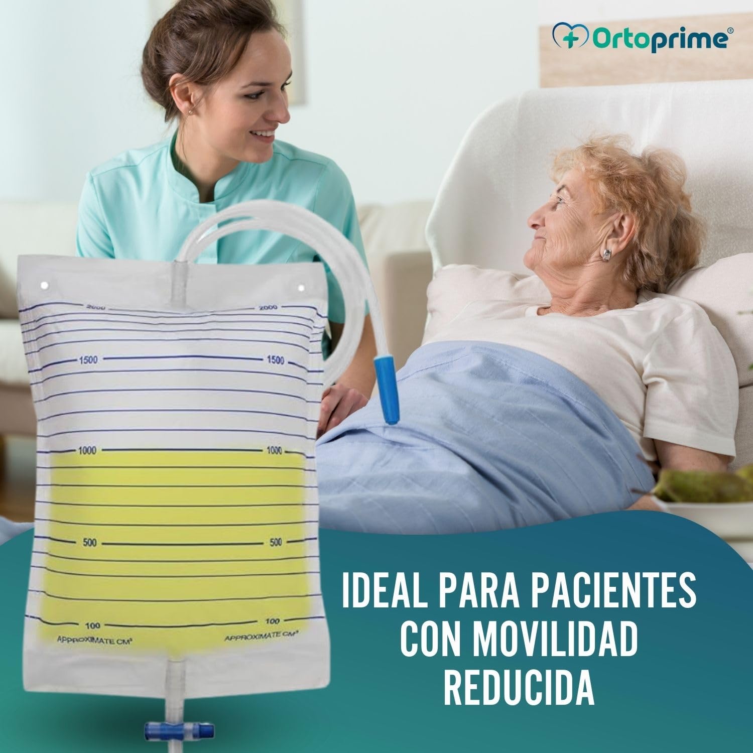 OrtoPrime Bolsas de Orina 2 Litros PACK 25 UNIDADES Bolsa Orinal Adulto VÁLVULA T ANTIRREFLUJO Bolsa de Urinario HOMBRE Y MUJER Bolsa de Drenaje Orina - Bolsas Sonda con GRIFO Bolsa Orina TUBO 120cm