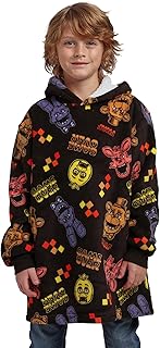 Five Nights At Freddy’s Game Over All-Over Print Boy’s Black Long Sleeve Sherpa Lined Kids Wearable Hoodie Blanket Price In India