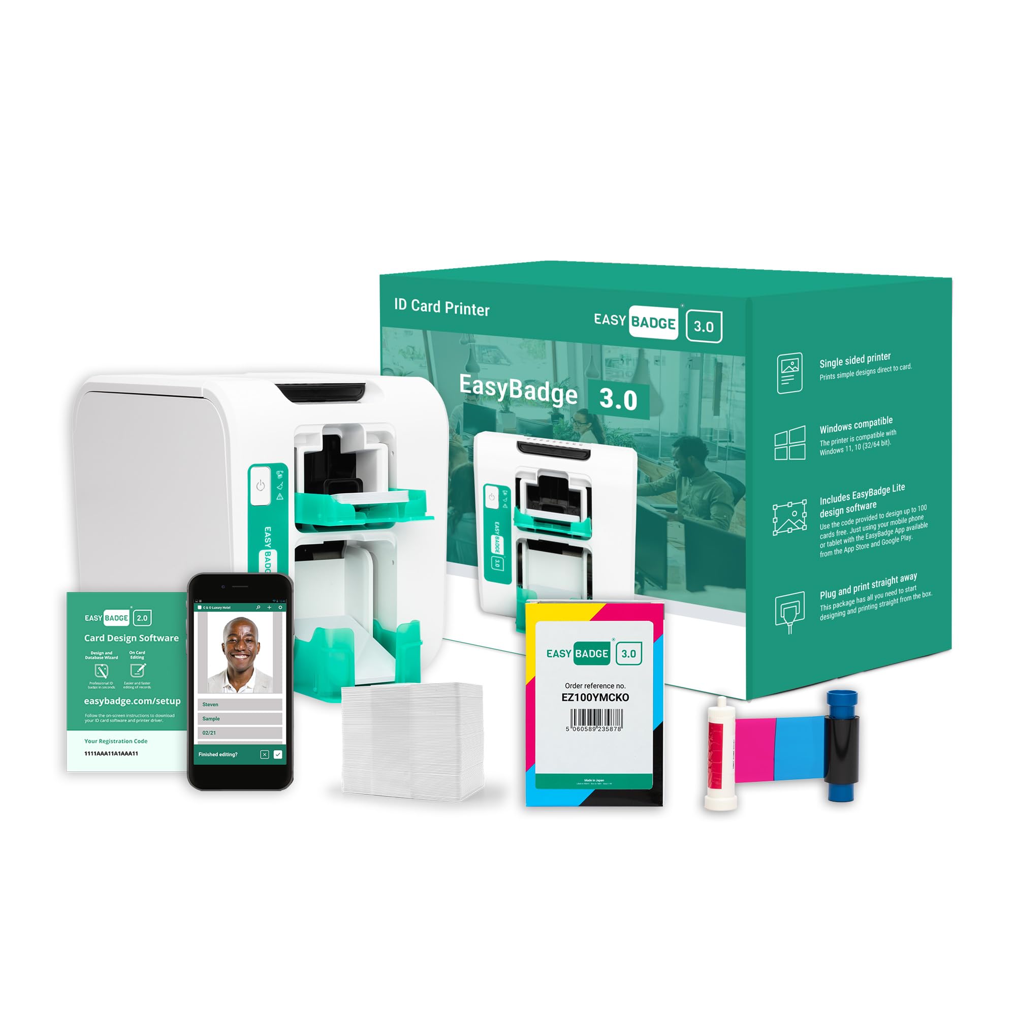 EasyBadge 3.0 Complete ID Card Printer Bundle