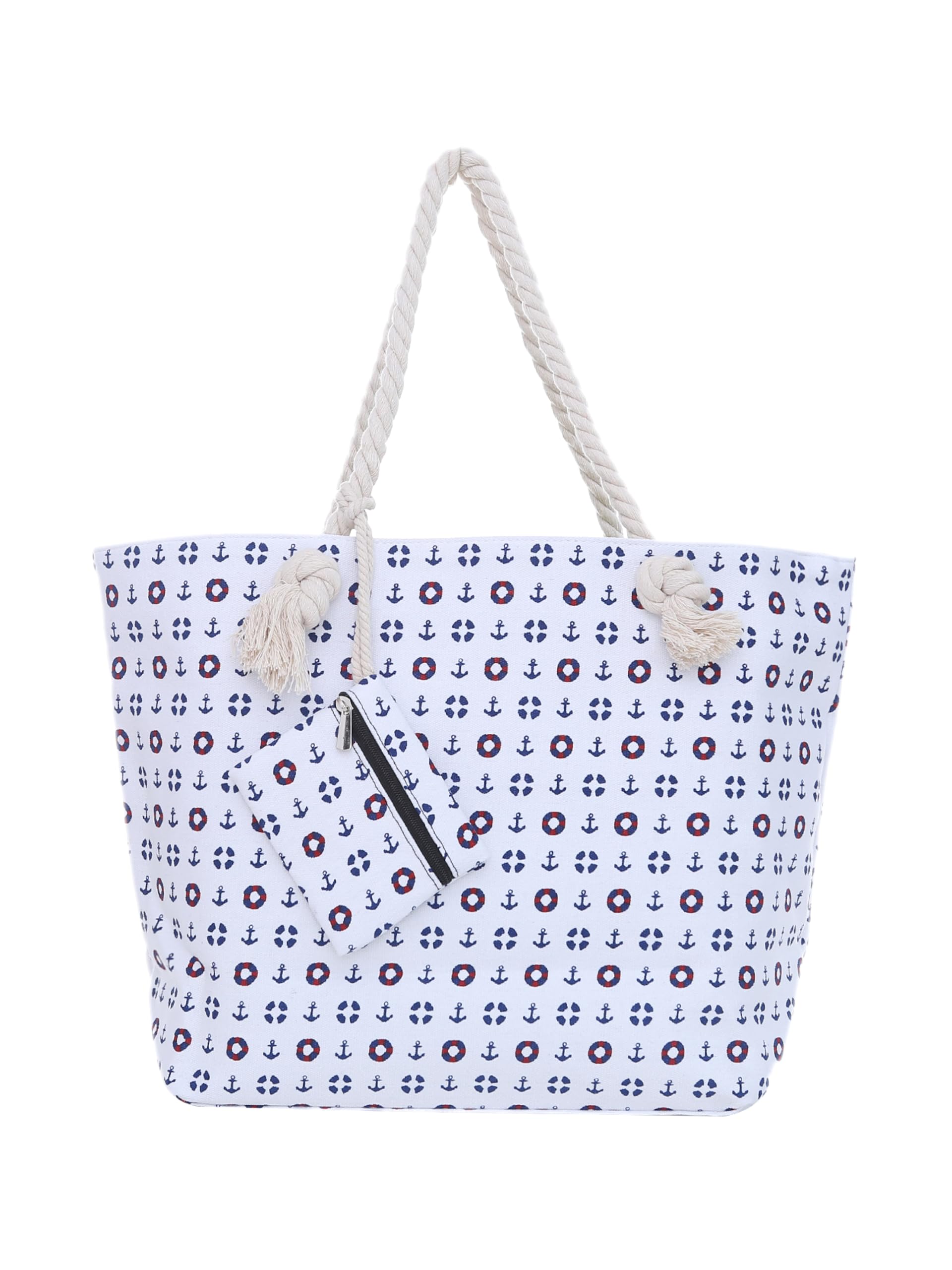 DonDon Strandtasche XXL mit Reißverschluss - Umhängetasche Damen, Shopper Tasche Damen im Beach Look mit Schulterriemen - Urlaub Must Haves Beach bag