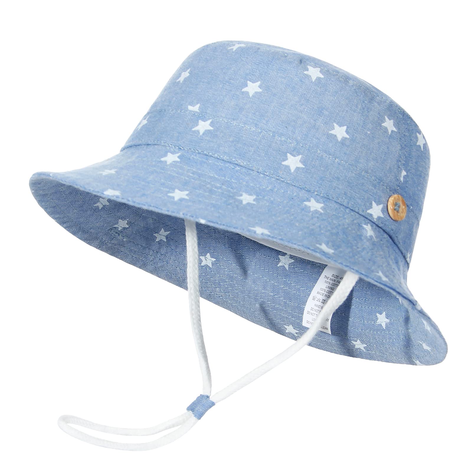 GEMVIE Niños Gorra Pescador de Bebé Sol Protección Algódon Unisexo Gorro Ajustable Plegable Estapado Estrella Verano UV Hat Niña