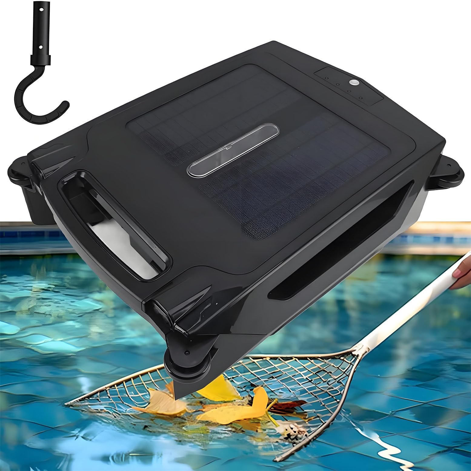 Écumoire de piscine robotique à énergie solaire – Nettoyeur automatique sans fil avec évitement d'obstacles pour piscines hors et creusées