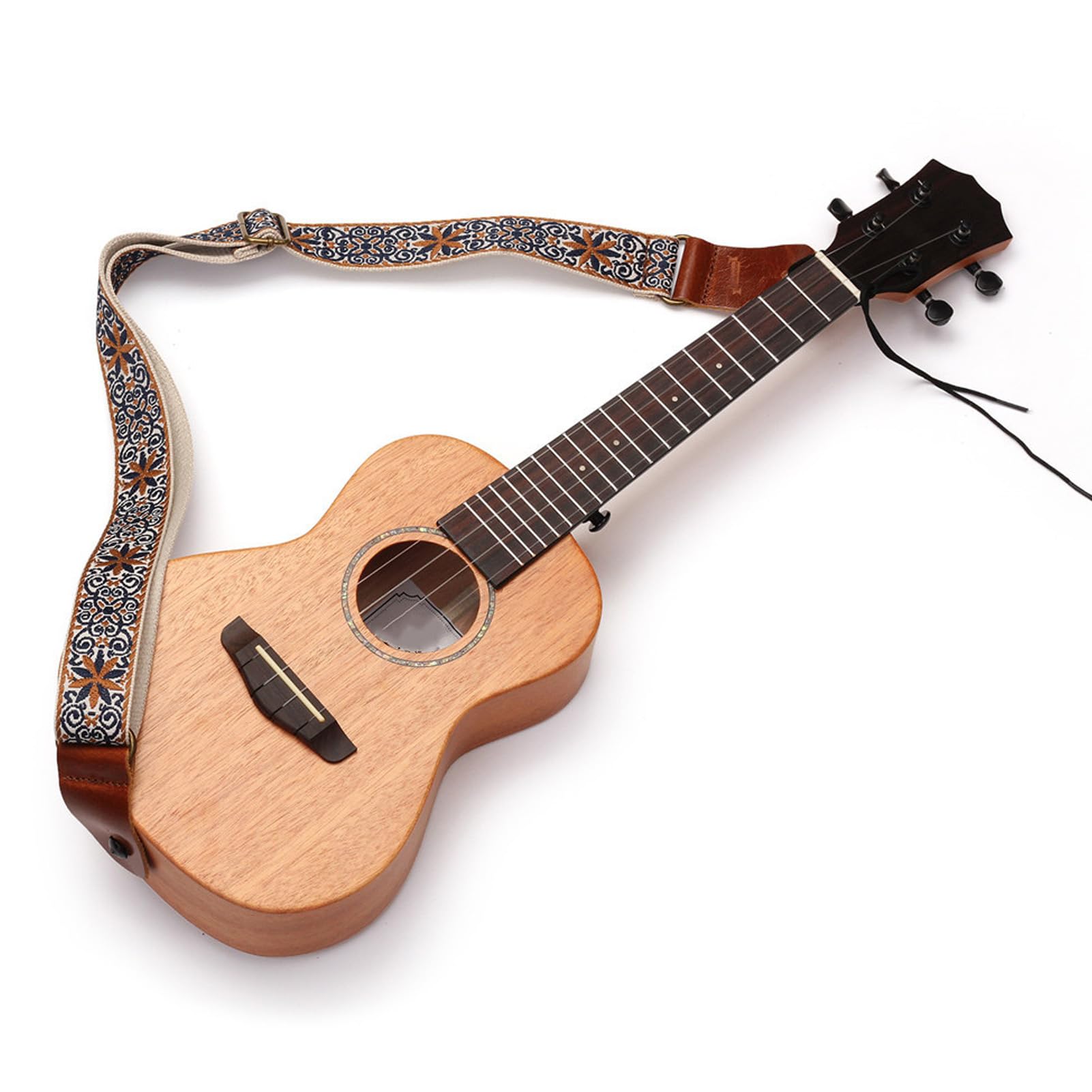 Tracolla Ukulele Ricamata Walfront | Nylon E Pelle Regolabile | Compatibile Universale | Design Elegante | Regalo Musicista