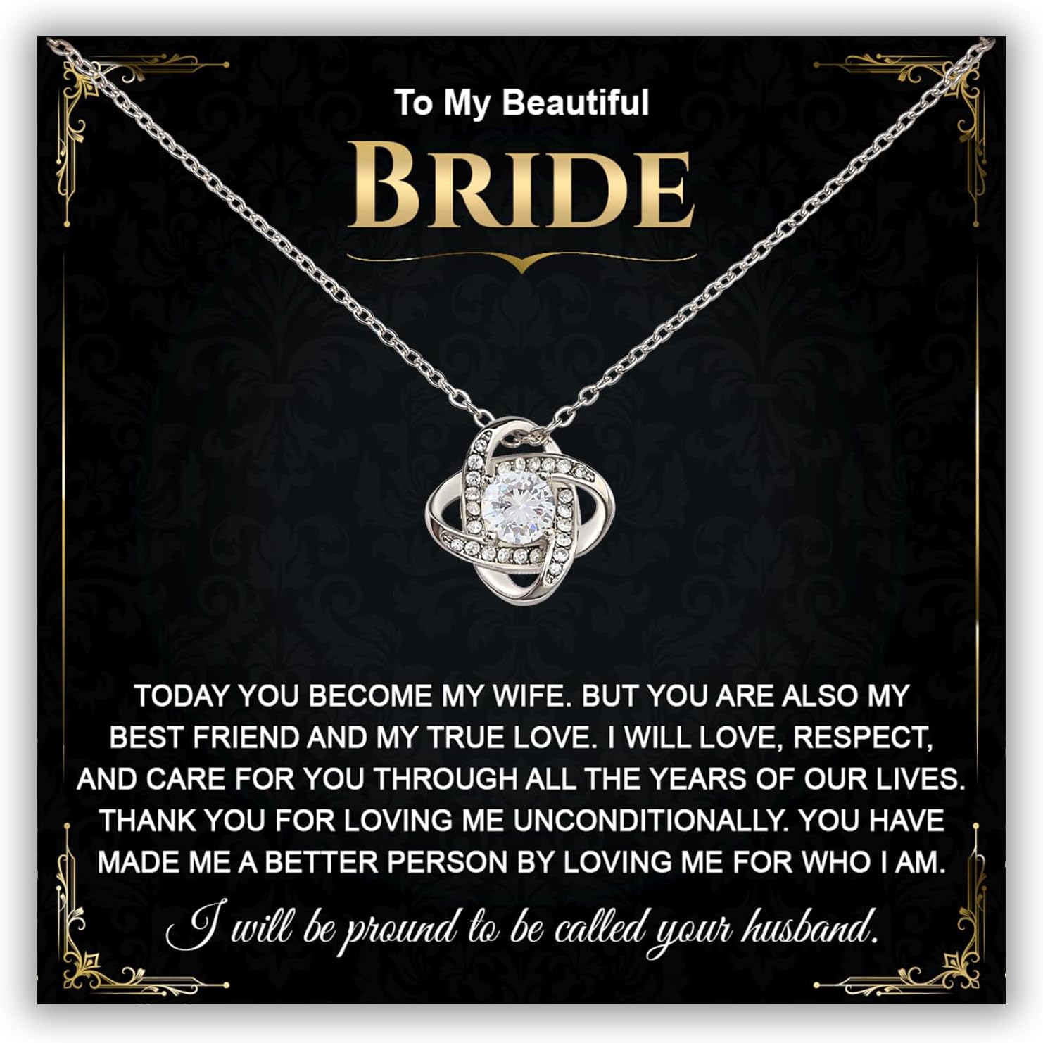 Groom To Bride Necklaces, Groom To Bride Necklace Gifts With Message Card, Groom To Bride Necklace For Wedding Day, To My Bride Necklace, Bridal Shower Necklace Gifts For Bride To Be