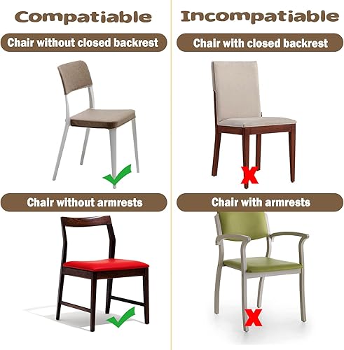 Miniatura 4 de Paquete de 4 fundas de asiento de plástico, fundas de plástico para sillas de comedor, resistentes a manchas, agua y gatitos, protector de silla de