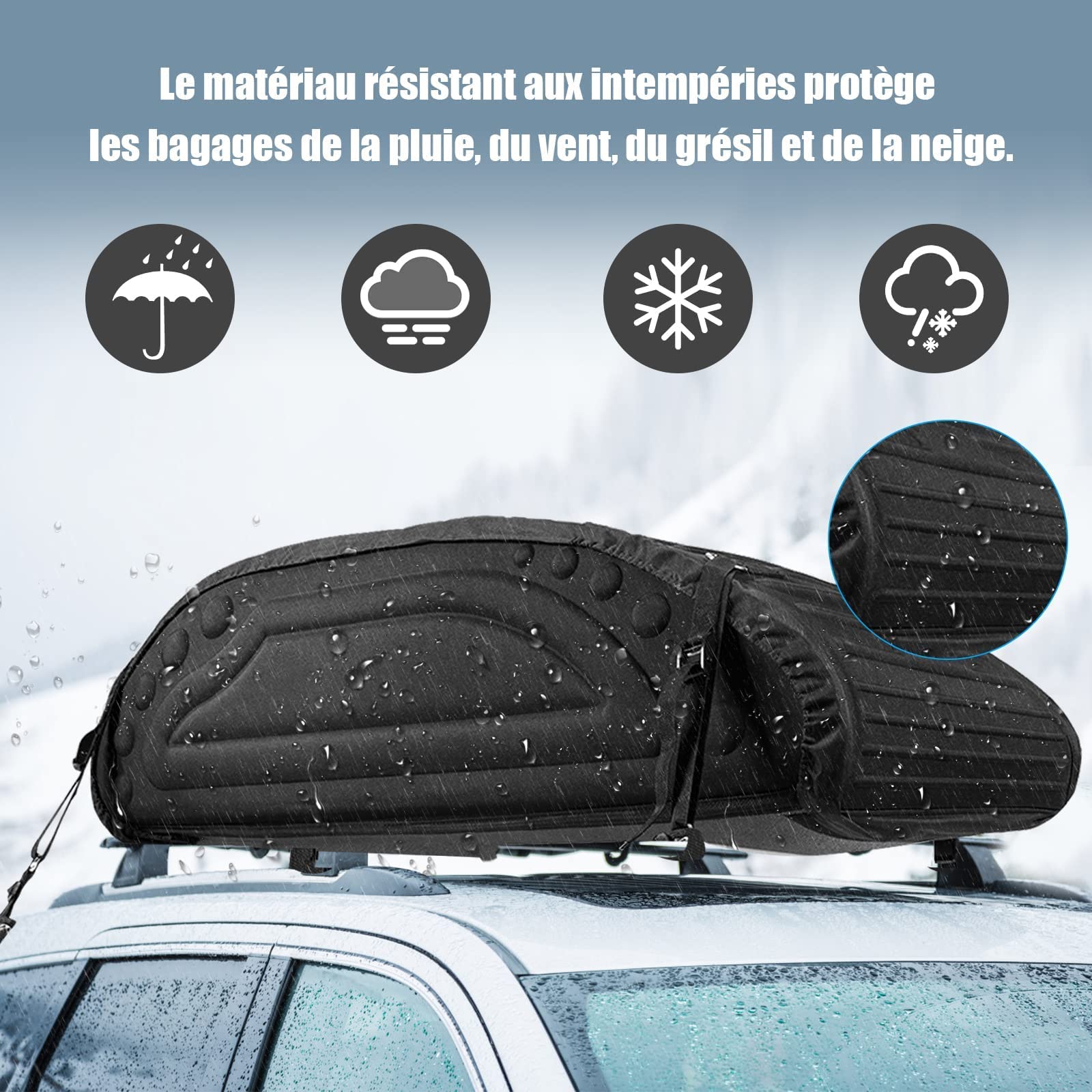 RELAX4LIFE Coffre de Toit Voiture 400L Pliable Imperméable