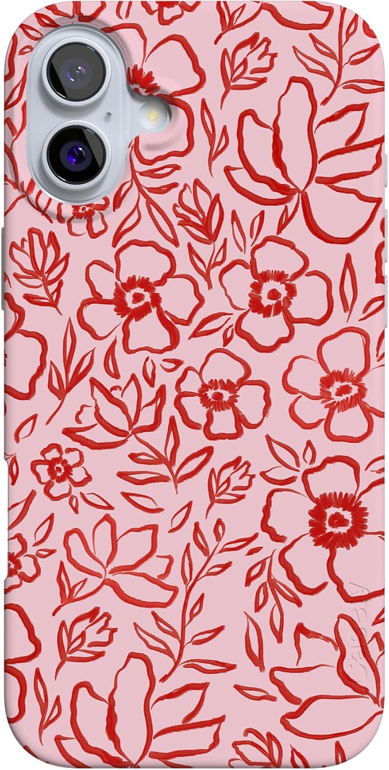 Casely iPhone 16 Case | Blush Garden | Floral Doodle | Compatible with MagSafe | Classic Ultra Slim Design